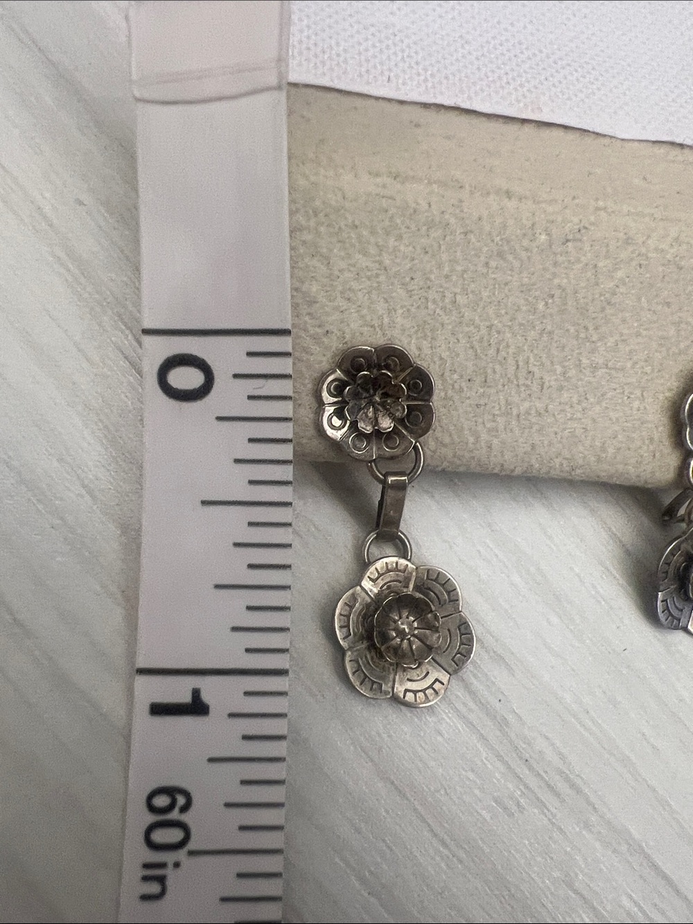 Sterling Floral Drop Earrings in Silver - Picture 9 of 9